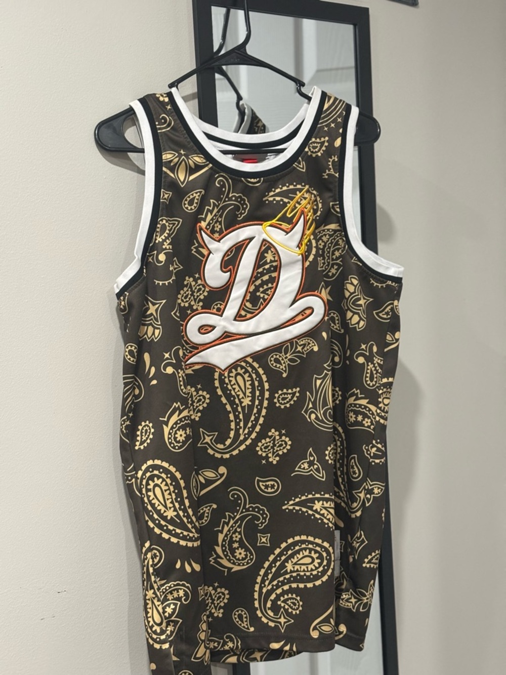 Black & Gold Paisley Tank with Embroidered 'D' Logo